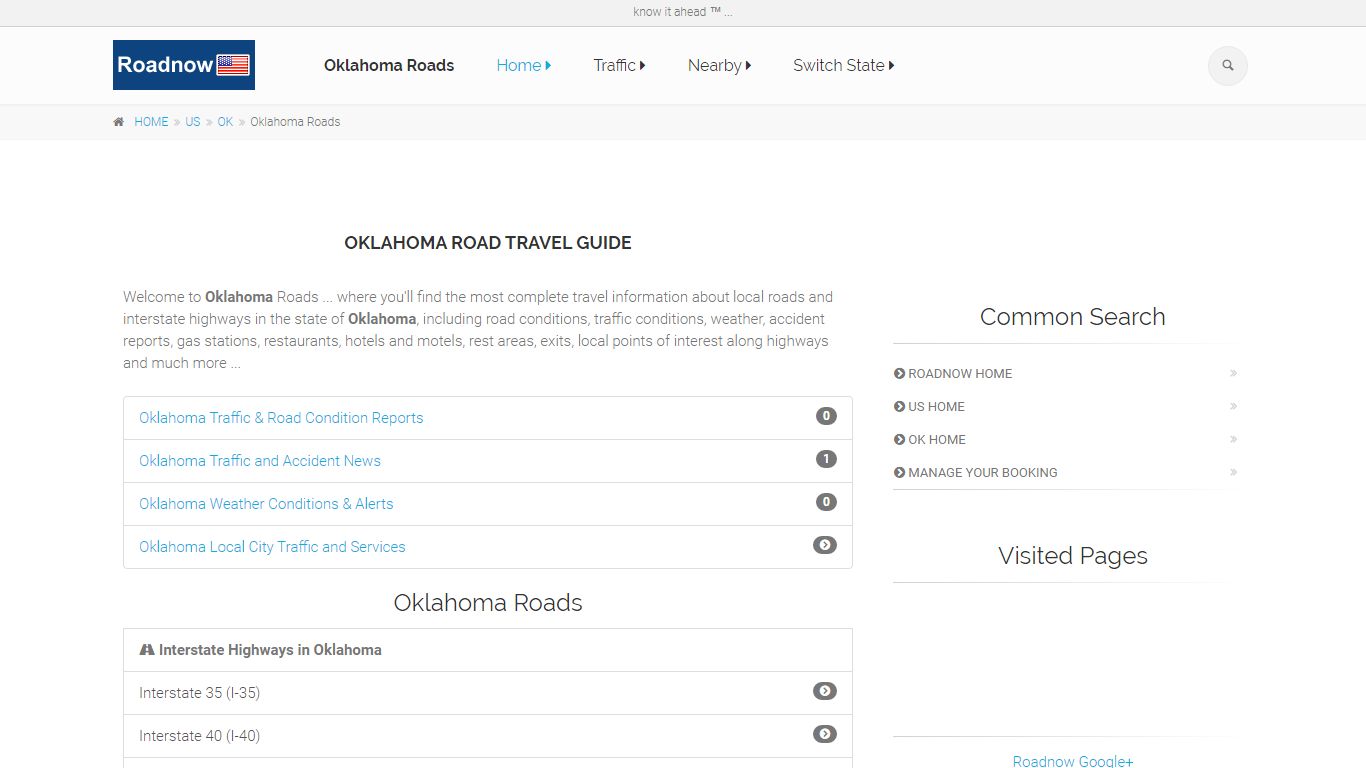 Oklahoma Road Conditions,Traffic,Maps,Weather - Roadnow