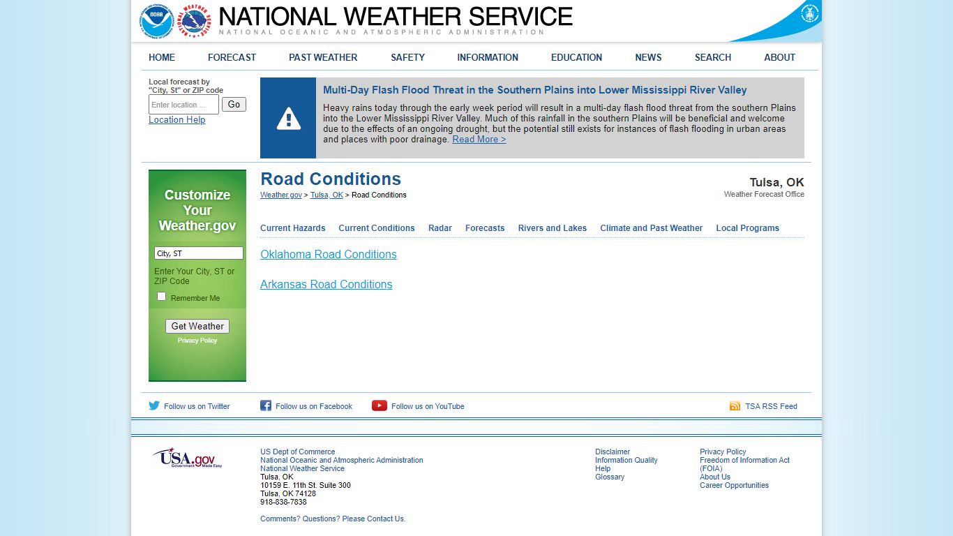 Road Conditions - National Weather Service